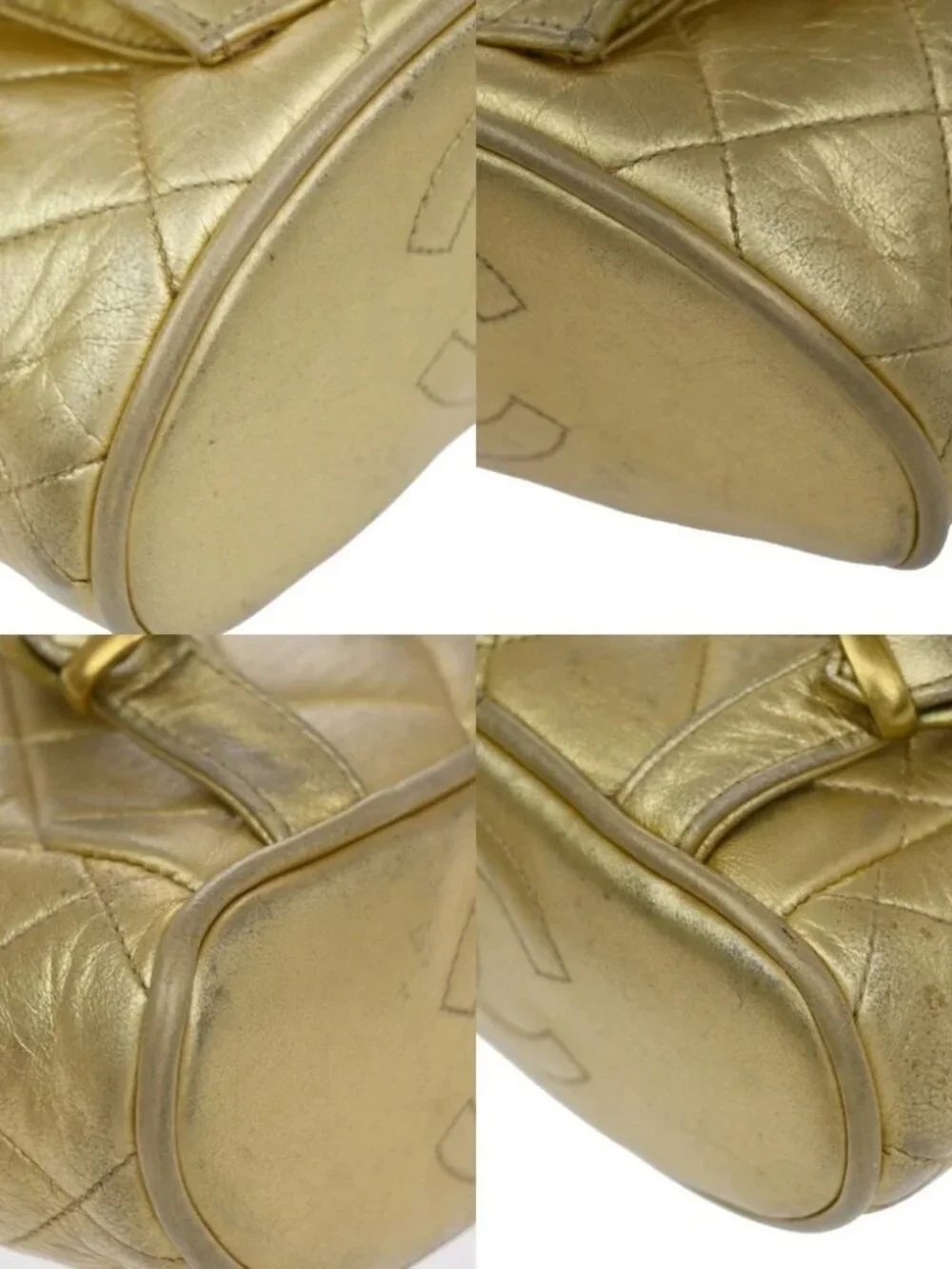CHANEL CC Logo Duma Matelasse Chain Backpack Bag Leather Gold Vintage
